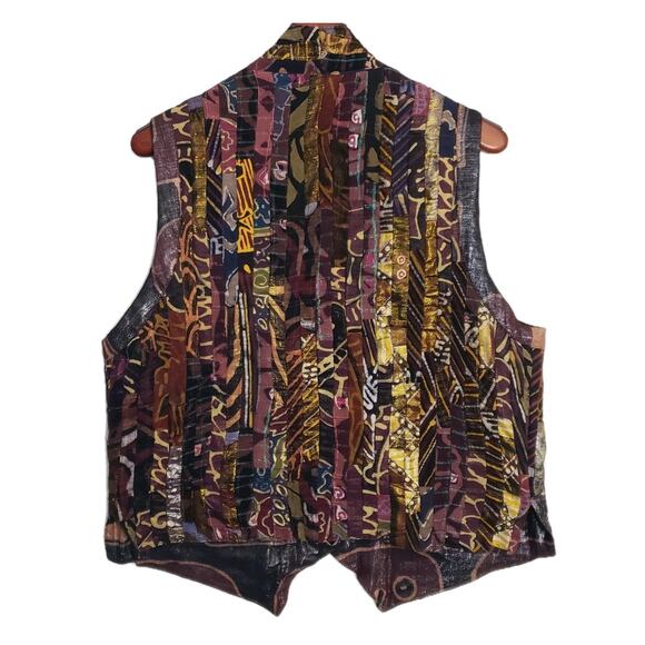 NADYA Art to Wear Reversible Patchwork Batik Vest M-L Whimsical. One Of A Kind - Picture 6 of 15